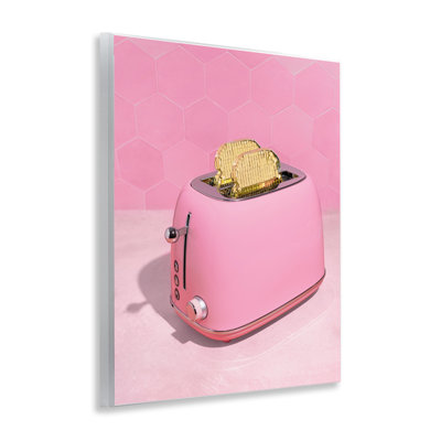 Golden Toaster over Pink Wall Plaque, design by LISH Creative