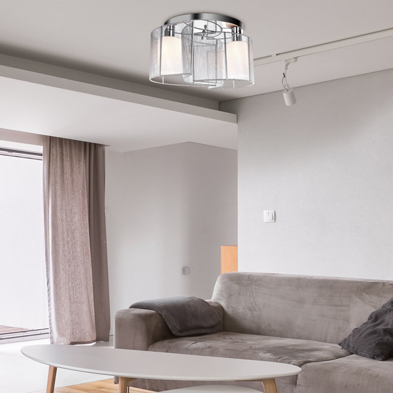 Modern Chandelier Semi-Flush Mount Ceiling Light, Silver