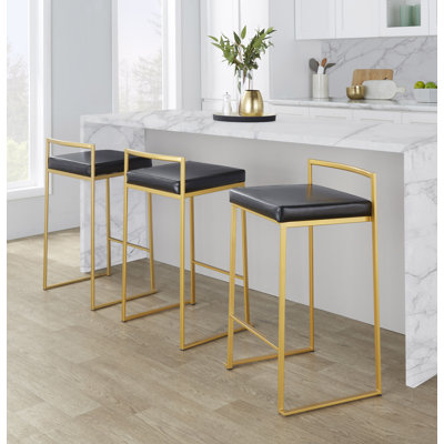 Ernestine Stackable Faux Leather Stool