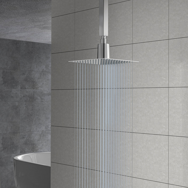 Pomme de douche à pluie carrée 10 po, pomme de douche au plafond en acier inoxydable 304 de conception ultra-mince, fixation murale / au plafond