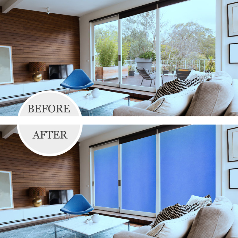 Adhésif décoratif pour fenêtre, bleu, 35.4" x 97.5"