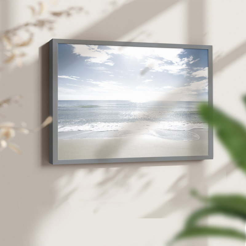 Sandy Beach -Framed Print - Restickable, Gris, H 16 po x l 20 po