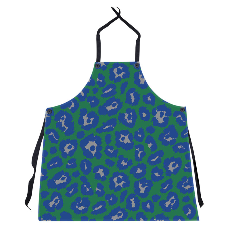 Animal Print Bib Apron, Green/Blue/Gray