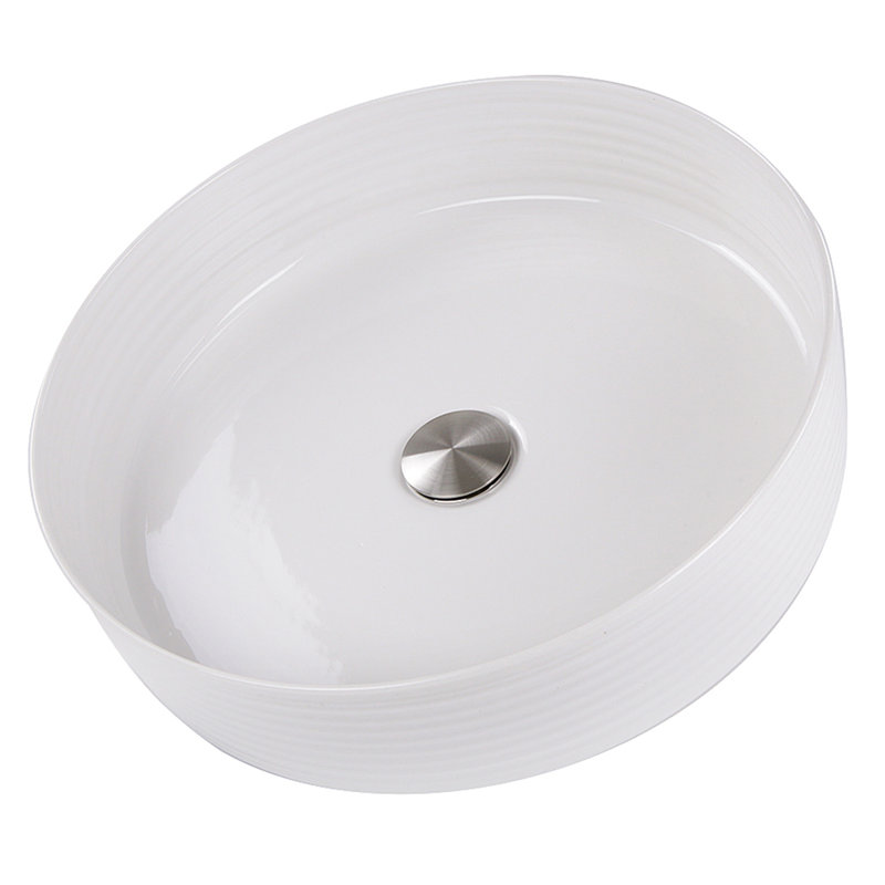 16'' White Fireclay Round Vessel Bathroom Sink