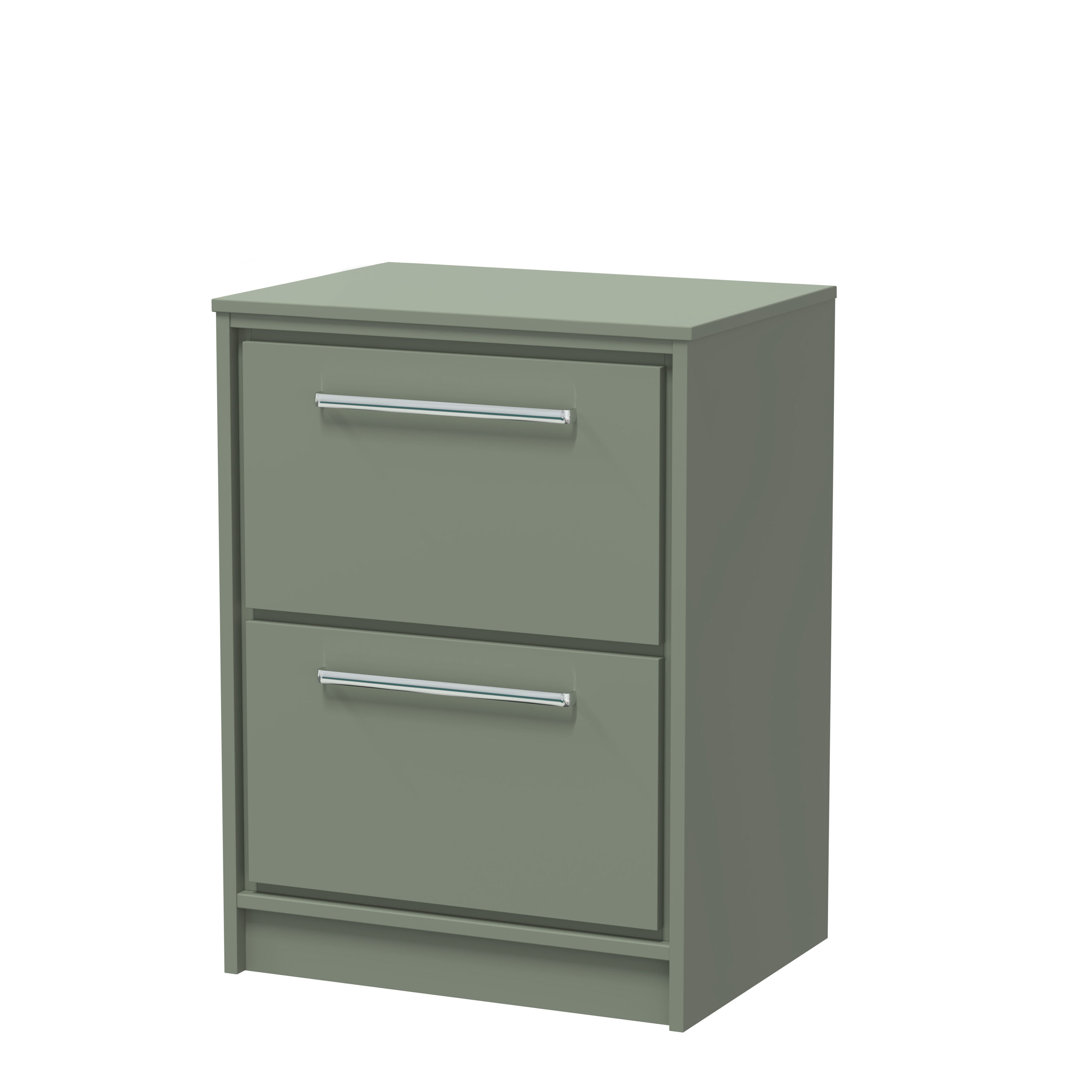 Hudson Reed Lille 600mm Fern Green 2 Drawer Floor Standing Vanity Unit With Co-ordinating Worktop