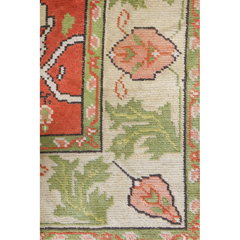 Vintage Worn One-of-a-Kind Rectangle 8'6" X 13'2" 1900s Wool Area Rug Orange