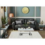 3 Piece Coffee Table Set With Console Table And End Tables With Mirrored Silver U-Base