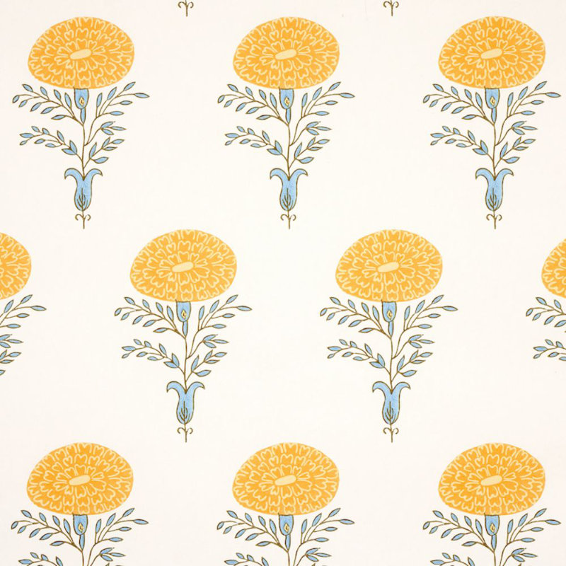 Schumacher x Molly Mahon Marigold Wallpaper, Yellow