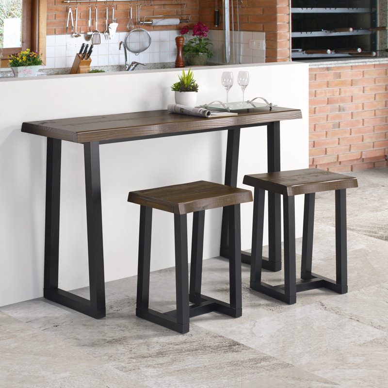 Sehnaz 2 - Person Pine Solid Wood Top Sled Dining Set