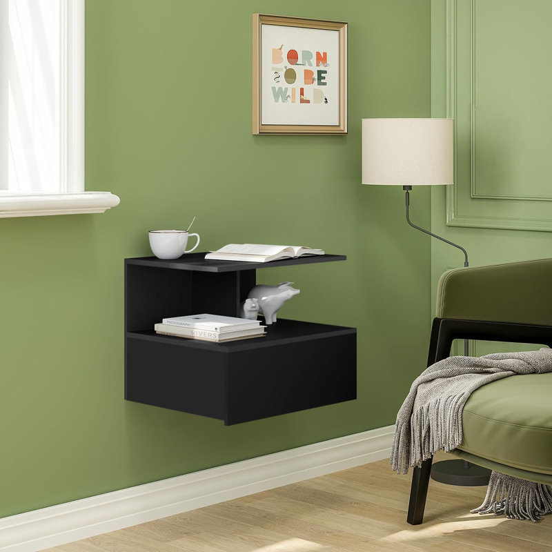 Minwoo 40cm W Bedside Table, Black
