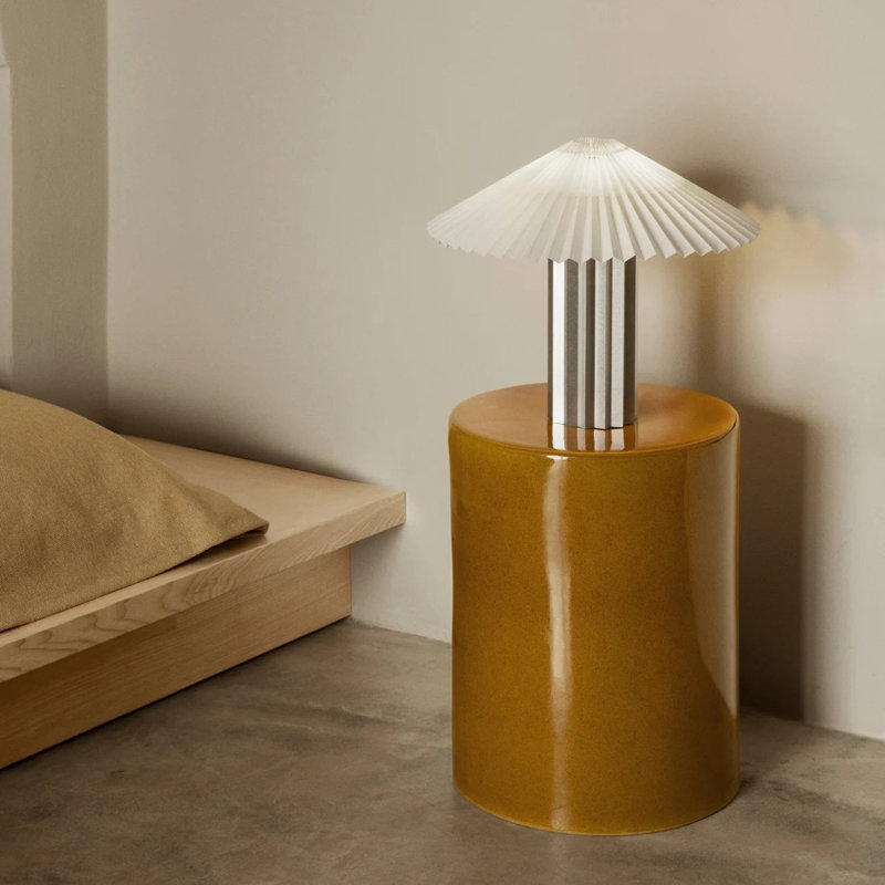 Ceramic Accent Stool, Tan