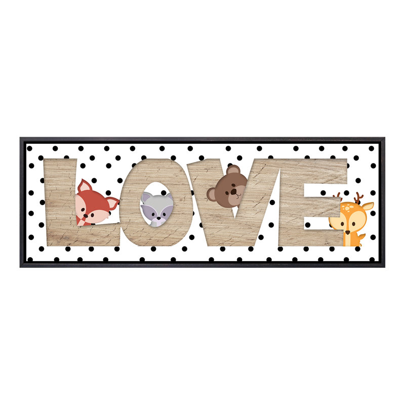 Art love, H 16 po x l 48 po x 1,5 po, Toile avec cadre noir patiné