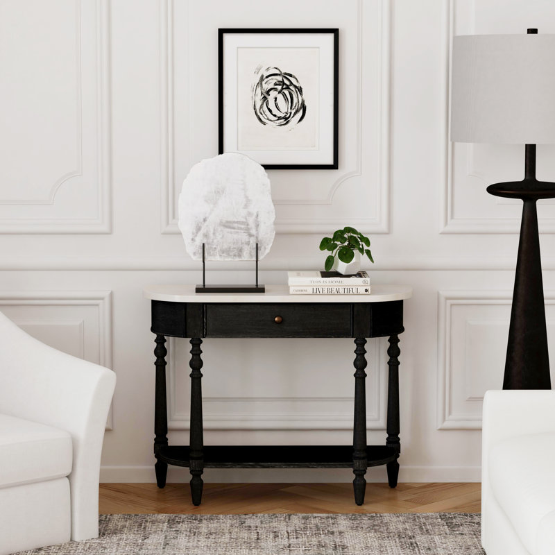 Danielle Marble 40" one- drawer Console Table, Black