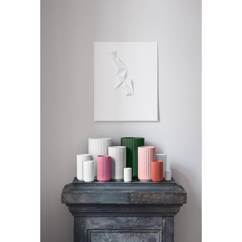 Lyngby Ceramic / Porcelain Table Vase, Rose, 9.8" H x 5.9" W x 5.9" D