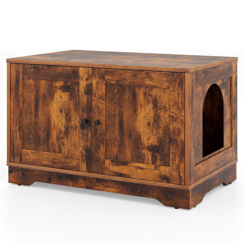 Meuble de rangement pour litière pour chat avec portes doubles, Brun
