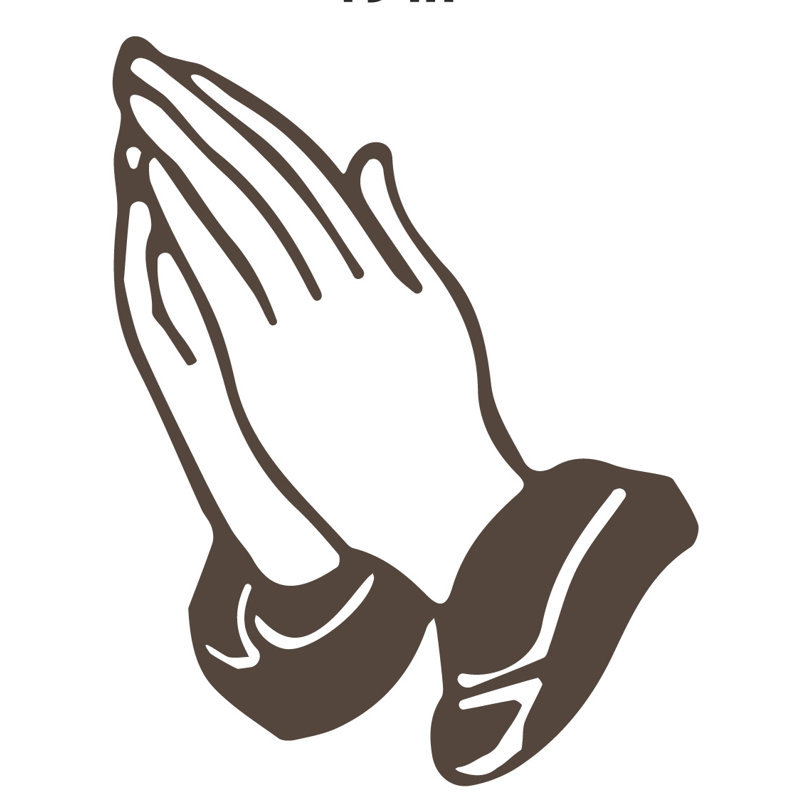 Décalcomanie murale prayer mains, H 36 po x l 28 po x P 0,01 po, Brun