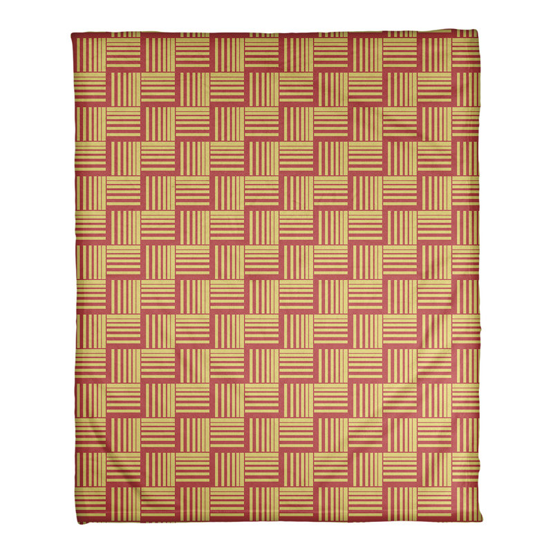 Couverture polaire à rayures classic basketweave, l 50 po x L 60 po, Rouge / Jaune