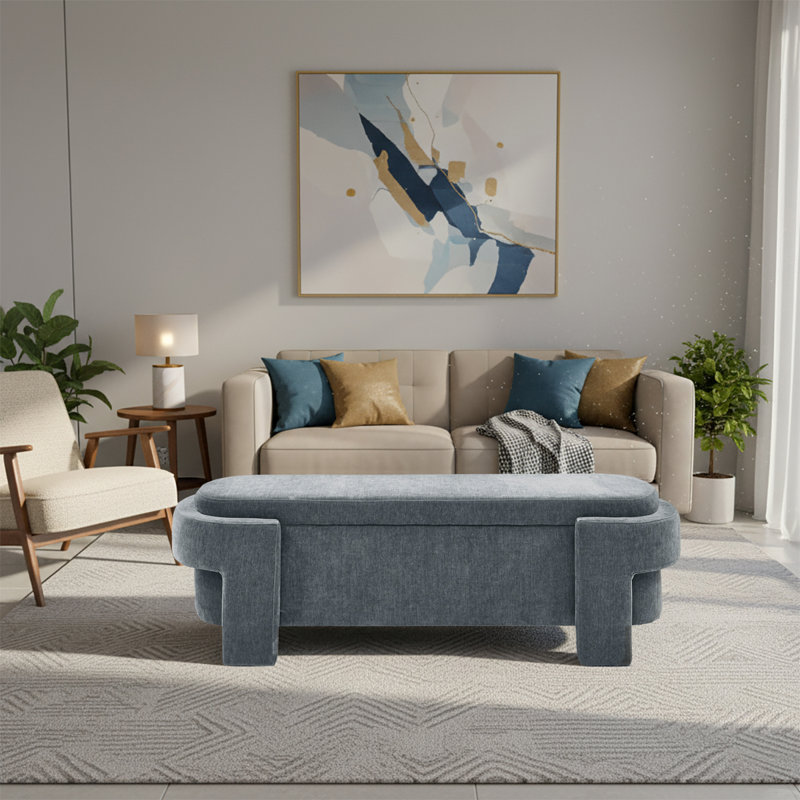 Banc de rangement rembourré Classic, Gris