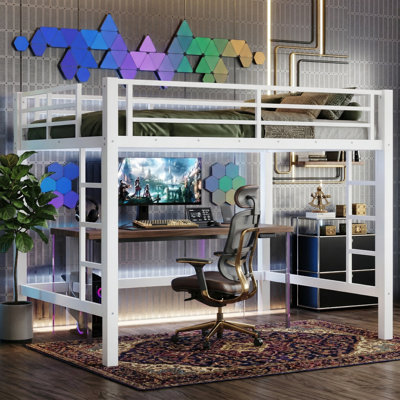 82.7" Twin XL Metal Loft Bed With Dual-Side Climbing Ladders - Heavy Duty 350 Lbs Capacity - High-Profile Guardrails - Black