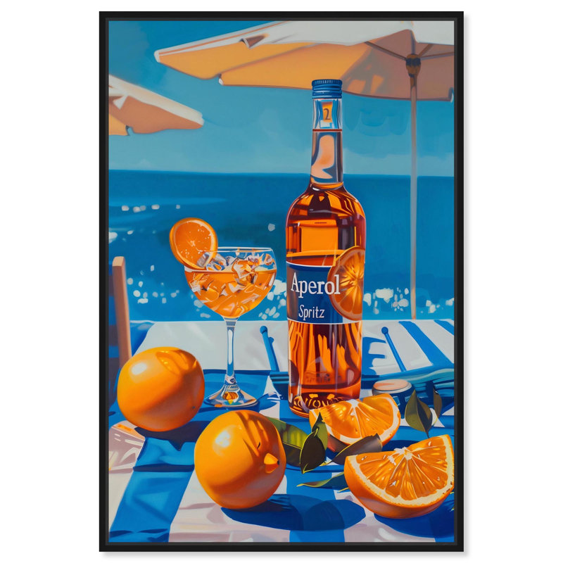 «Coastal Aperol» par Art Remedy, Noir, H 16 po x l 11 po, Cadre flottant