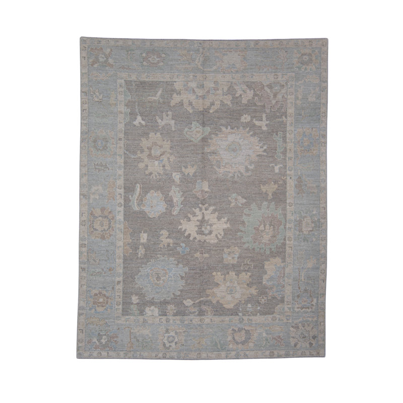 Tapis turc Oushak fait à la main 7 pi 9 po x 10 pi