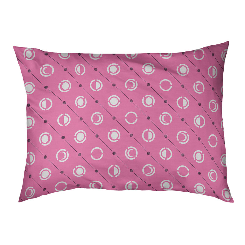 Coussin d’extérieur pour chien moon phases Chenault, Petit (l 28 po x P 6 po x H 18 po), Rose / Noir / Blanc