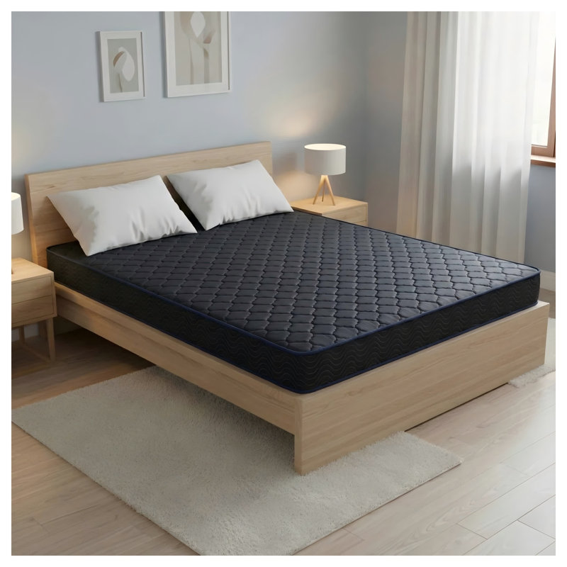 Matelas pleine grandeur en mousse imperméable haute densité de 6 pouces avec housse bleu marine et noir