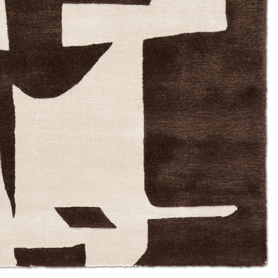 Noverre ANT04 Handmade Abstract Brown and Cream Area Rug