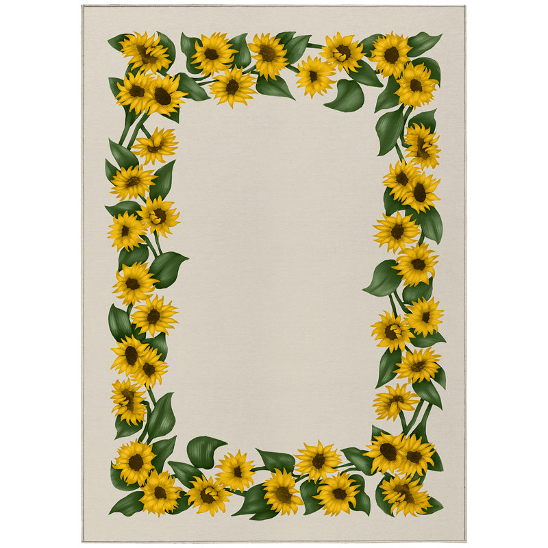 Conness Washable Floral Indoor / Outdoor Rug, Rectangle 10' x 14'