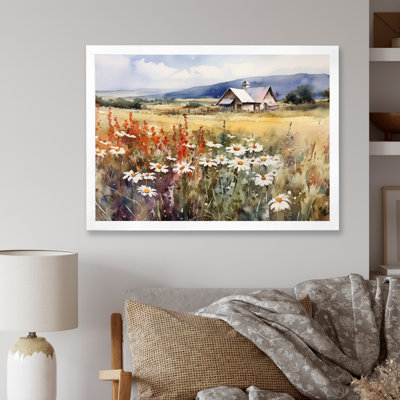 Green White Meadow At The Farm I - Floral Canvas Prints