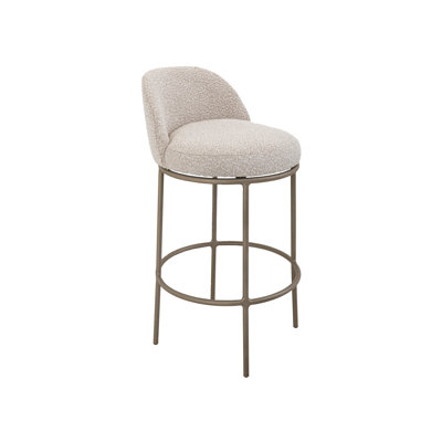 Beige Upholstered Seat & Metal Frame Barstool