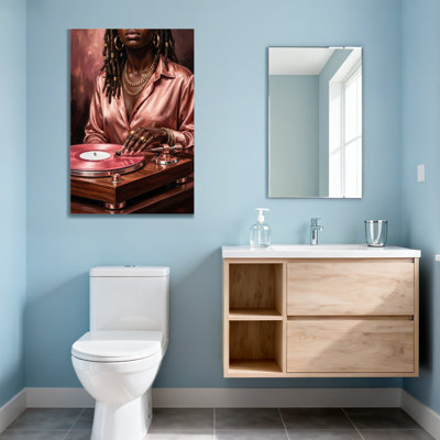 Fashion Woman With Dreads Playing Vinyl Record