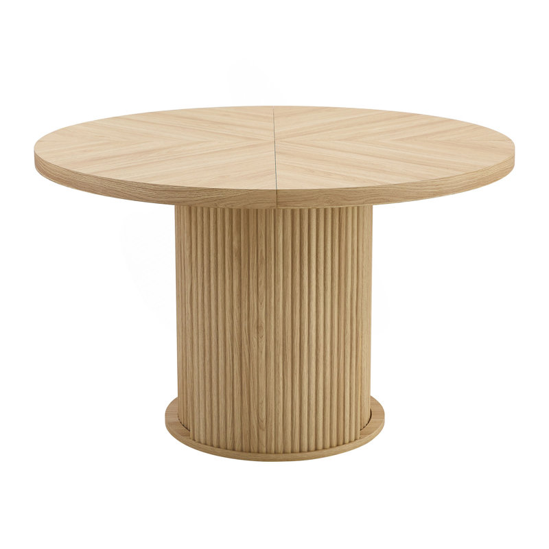 47.2-Inch Round Dining Table With Double-Layer Storage And Roman Column Legs For Elegant Functionality.