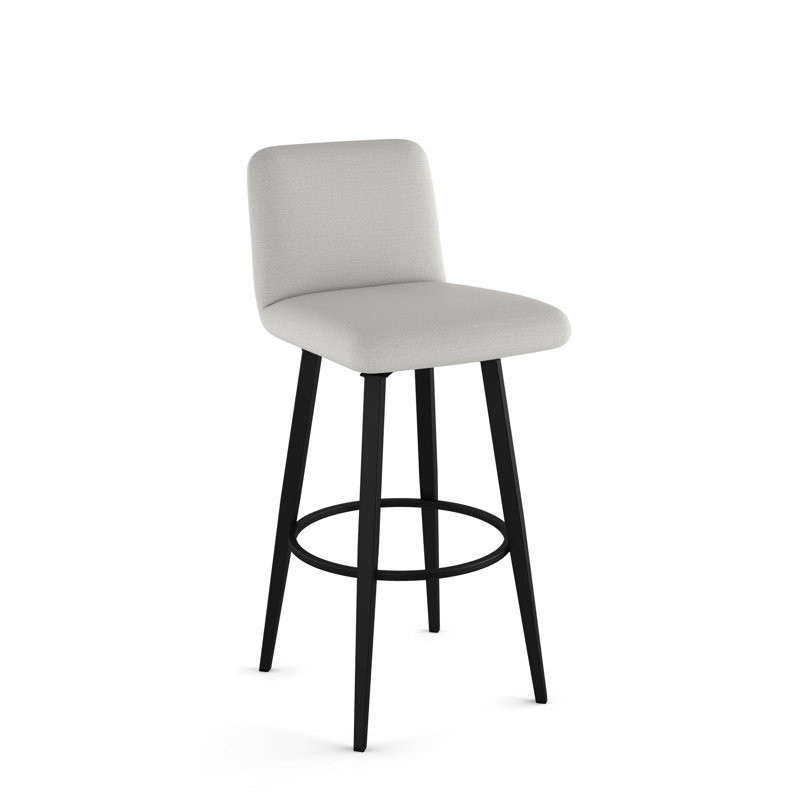 Tabouret de bar et de bar Corrigan Studio® Nay, Polyester gris clair, Tabouret de bar (siège d’une hauteur de 30,5 p, Noir