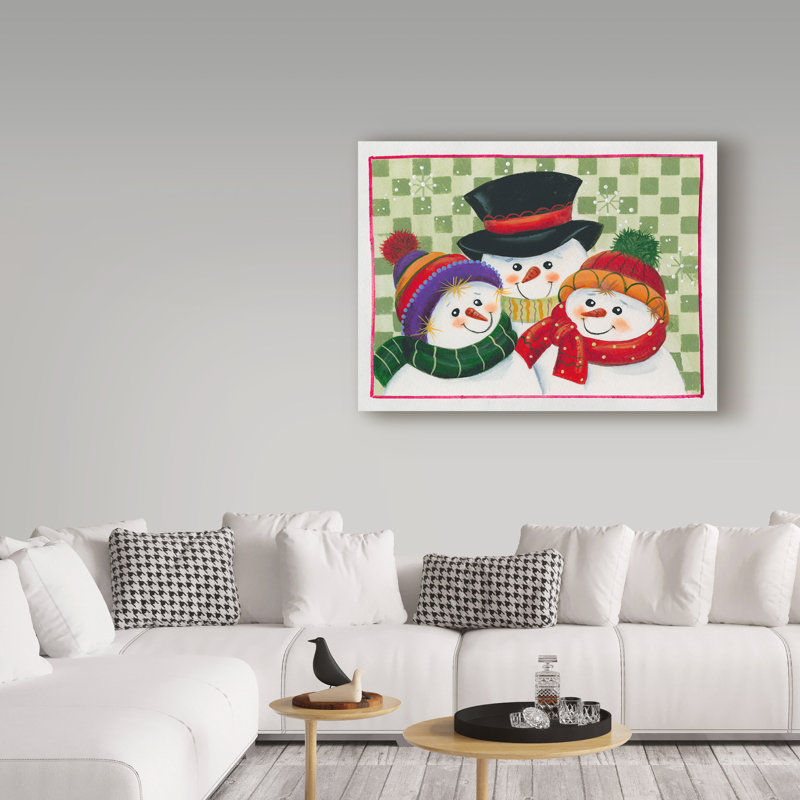 « snow family 2 », art sur toile, H 14 po x l 19 po x P 2 po