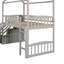 Lit mezzanine simple avec deux tiroirs et glissade, lit maison avec glissade-294720875