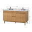 61 po Kayla Meuble-lavabo double en teck naturel avec plateau en marbre de Carrare blanc-121163906
