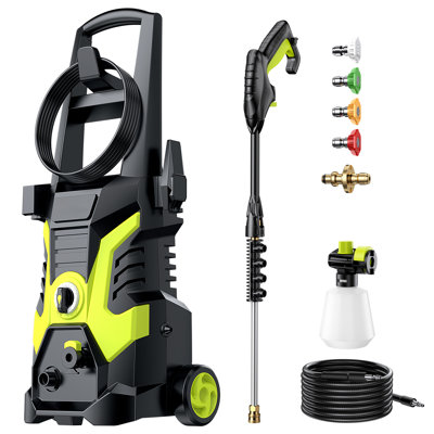 Plug-in Electric Pressure Washer, Maintenance Machine Power Washer with 4 Connect Nozzles, 25ft Hose and Soap Bottle