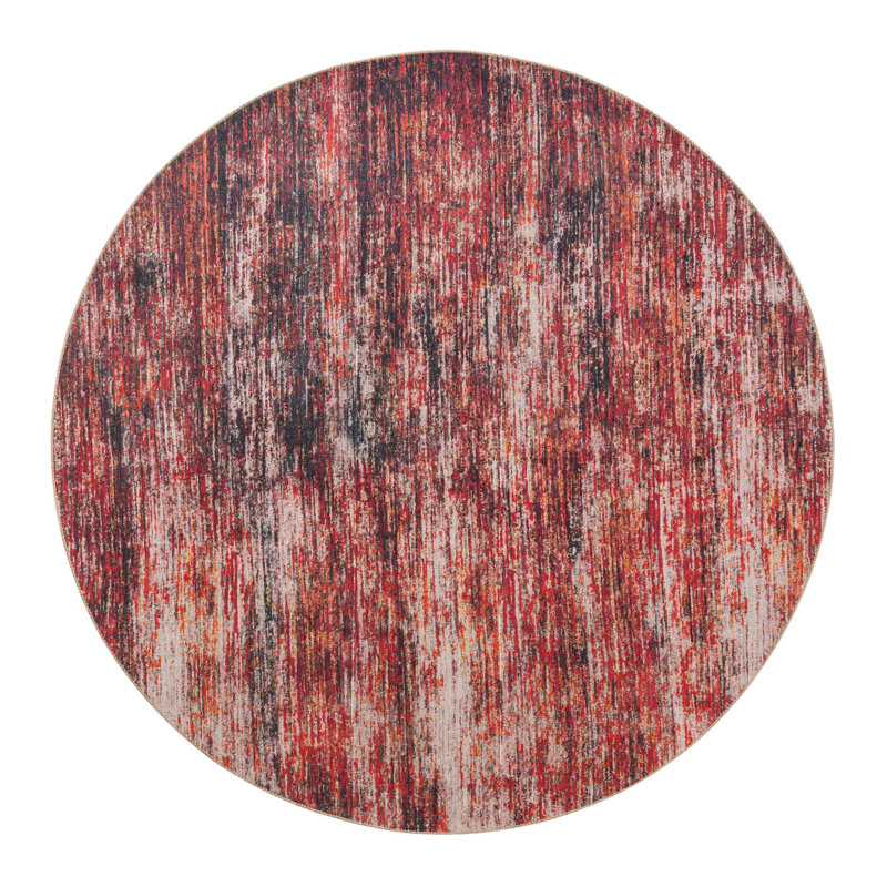 Tapis rouge / gris Montalto, Rond 7 pi 7 po