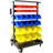 6-Tier Dual-Sided Rolling Bin Rack , 350 Pound Capacity, Includes 60 Organizer Bins, With Tray And Casters