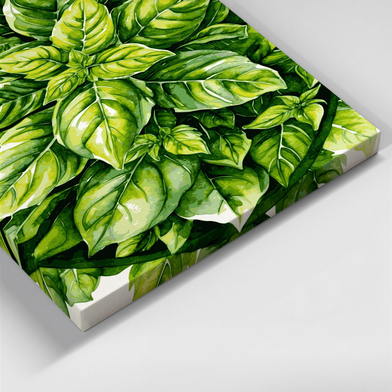 "Watercolor Botanical 60", art mural sur toile verte, H 16 po x l 20 po
