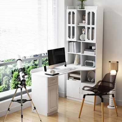 Bureau d'ordinateur de coin en L pour bureau à domicile ou bureau d'étude (tabourets non inclus)