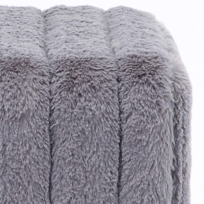 Repose-pieds rectangulaire en fausse fourrure de 18,5 po de largeur Ceilia avec pieds dorés pour chambre à coucher ou meuble-lavabo