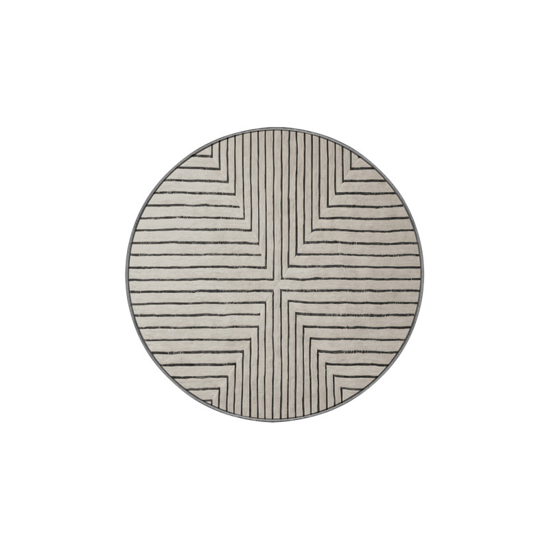 Tapis gris soyeux et moelleux, Rond 7 pi