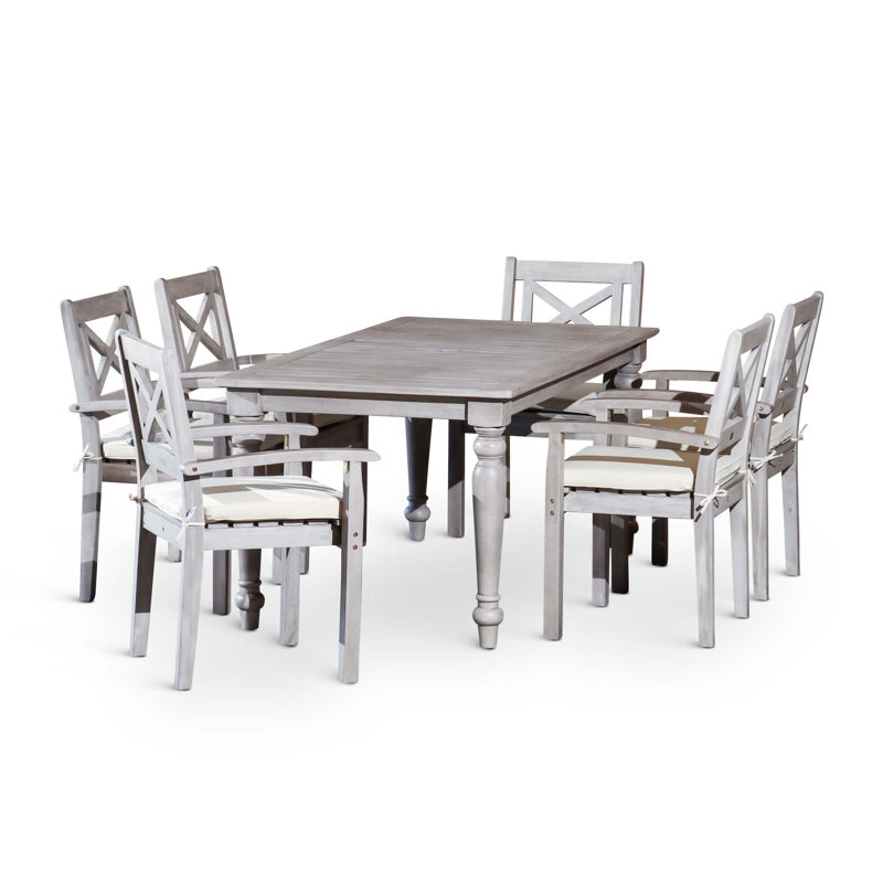 Square Dining Set, 7 pièces : table, 6 chaises, 29.75" H x 71" W x 34.5" D