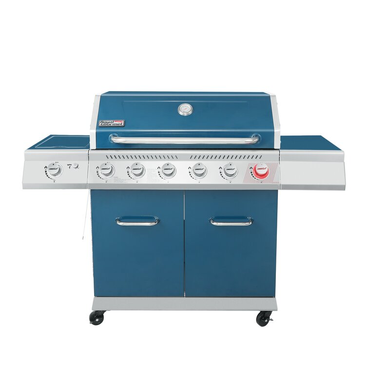 Royal Gourmet 6-burner Free Standing Liquid Propane 74000 BTU Grill with  Side Burner and Cabinet