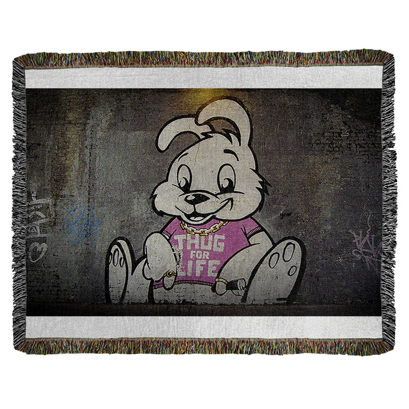 Banksy Graffiti Hand Woven Throw Blanket, 50" W x 60" L