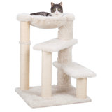 TRIXIE Baza Senior 27.6" Cat Tree, 3-Level Sisal Cat Scratcher, Plush Hammock & Platforms, Climb Easy, Cream