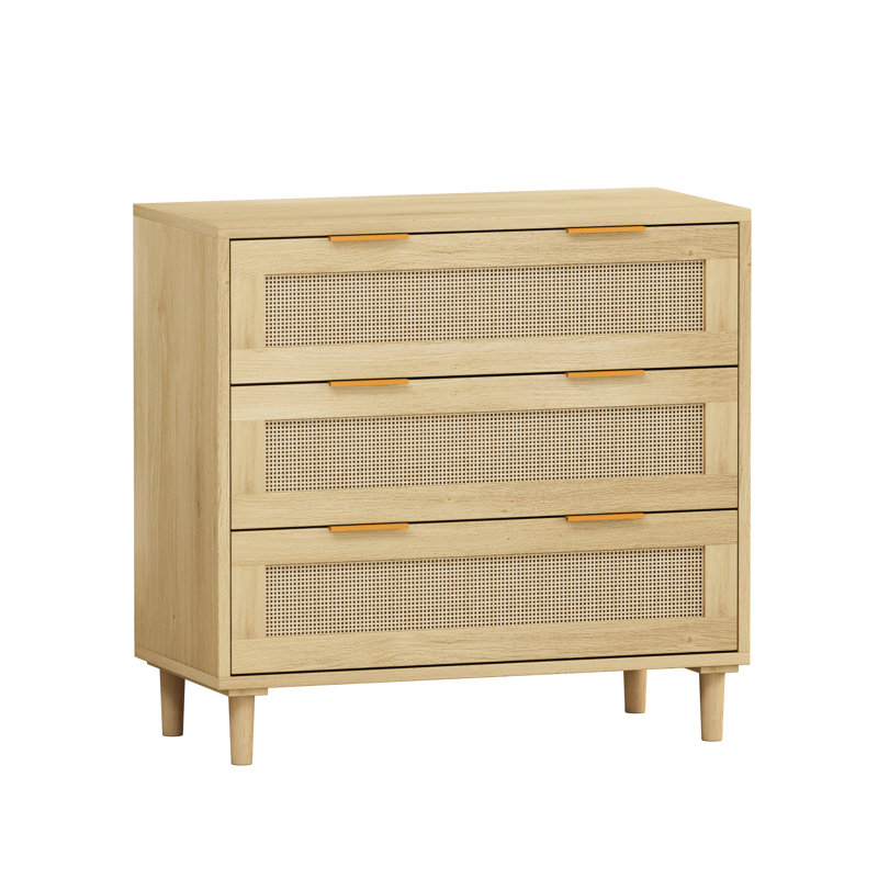 31.94" 3 Storage Unit. Natural & . For Dining Room, Bedroom. Spacious Practical Cabinet For Home Organization. , Oak Finish. Ample Space, Functional Piece