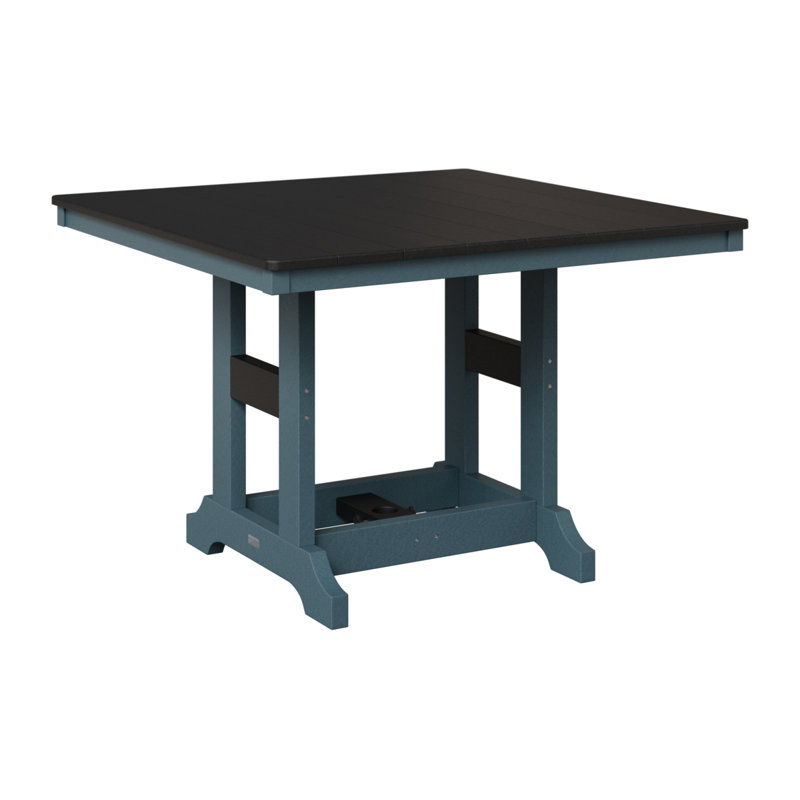 Garden Classic Outdoor Square Bar Table, Slate, Black